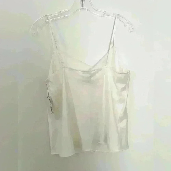 Nine West Women’s Ivory Cowl Neck Cami Tank Top Silky Top NWT Size Medium - Picture 2 of 5
